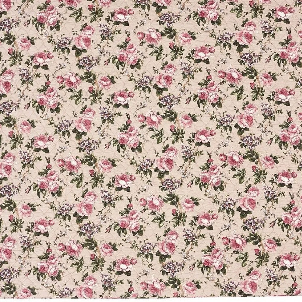 Pottery Barn Adelise Reversible Cotton Linen Floral Quilt Queen